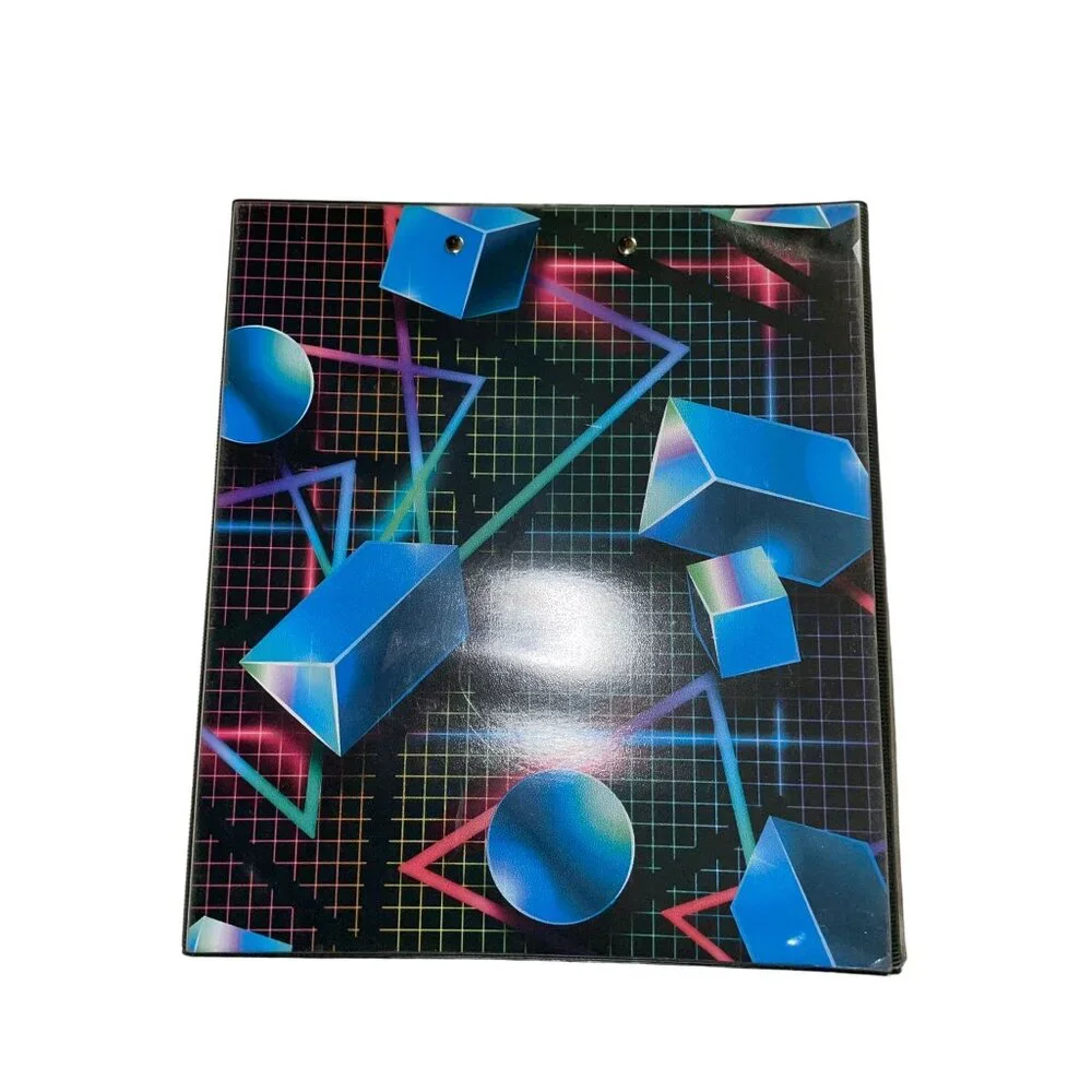 Mead Trapper Keeper NEW Black Pink Blue Geometric